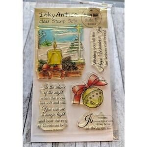 Inky Antics Christmas Clear Stamp Set 5 pc Holidays Quotes Candle